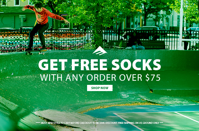 Free socks with orders over $75 - must add to cart before checkout